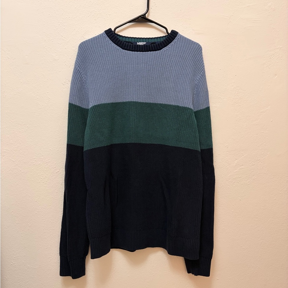 Lands' End Men's Crewneck Sweater - Blue, Green, Black
